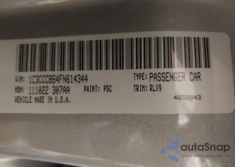 2015 Chrysler 200 S z USA, uszkodzony, nr VIN 1C3CCCBB4FN614344